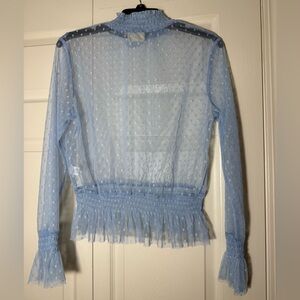 Willow Young Contemporary Women’s Light Blue Sheer Long Sleeve Top